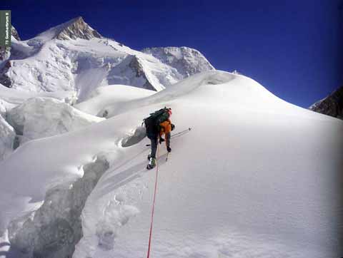 K2 book -
Gasherbrum II South Face climbing seracs towards camp II - 8000 Metri Di Vita, 8000 Metres To Live For book
